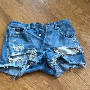 Levi's Blue Distressed Jean Shorts